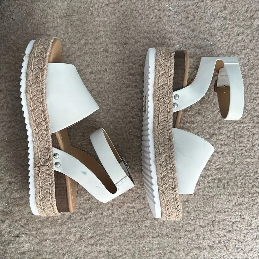 Soda White Espadrille Platform Sandals - Size 7